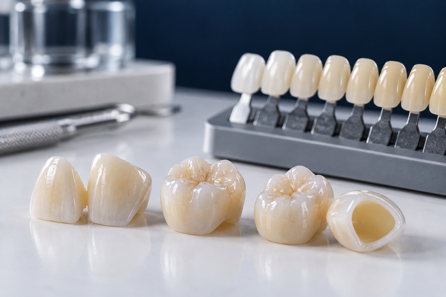 Coroas cerâmicas e escala de cor dental